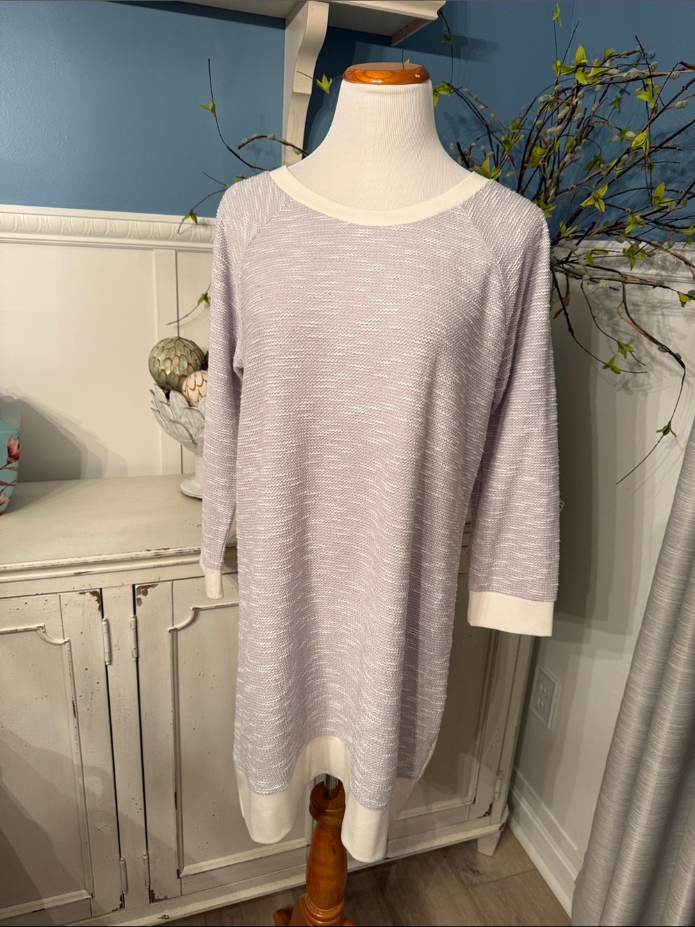 Victoria's Secret grey Knit Top with Ivory Trim